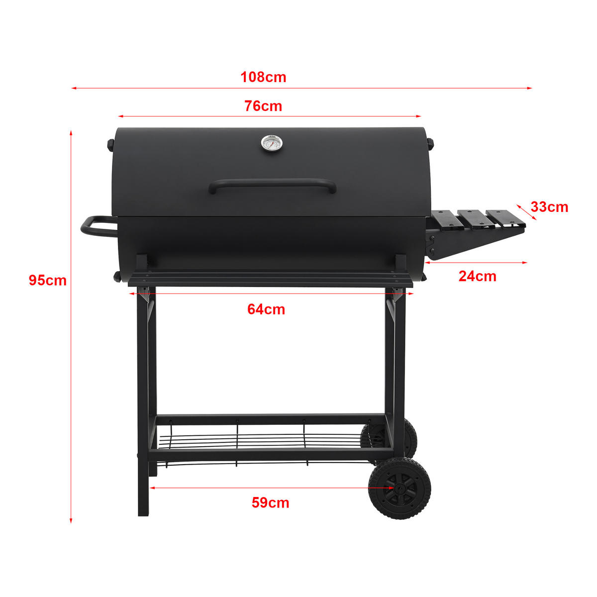 GRILLWAGEN Armento - Schwarz, Metall (108/95/61cm) - casa.pro