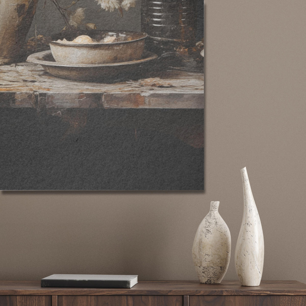 AKUSTIKPANEEL Stilleben - Blumen - Blumenstrauß - Vase - Wein 60x80 cm - Schwarz, Textil (60/0.9/80cm) - MuchoWow
