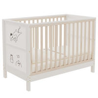BABYBETT 60/120 cm in Natur/Weiß Massivholz mit bemalbaren Tafeln, 3-fach höhenverstellbar - Weiß/Naturfarben, Holz/Holzwerkstoff (60/120cm) - WISHDOR