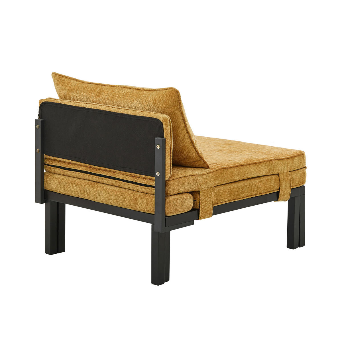 SCHLAFSESSEL ausziehbar mit USB Type-C Samt Gelb - Gelb, Holz (82/79/176cm) - Meubliv
