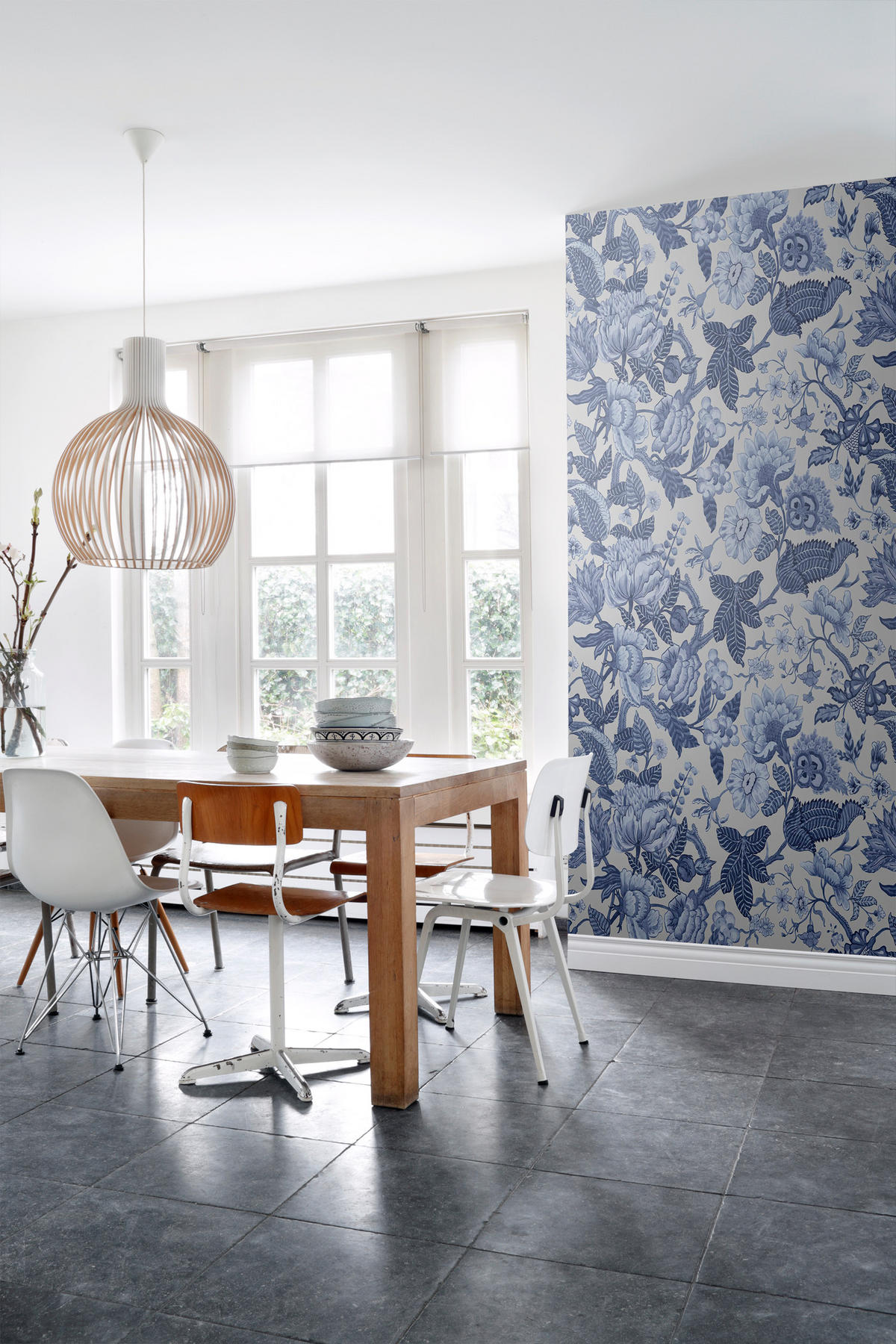 FOTOTAPETE Blumen 200 x 280 cm - Blau, Papier (200/280cm) - Sanders & Sanders