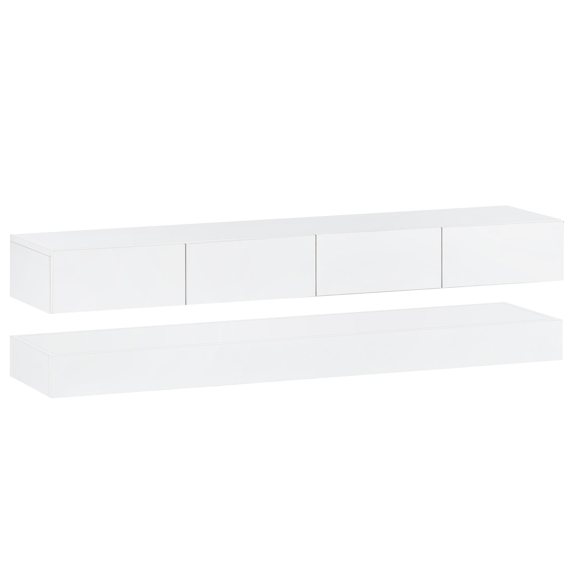 LOWBOARD DE-40567 Hängend mit 4 Schubladen und LED Weiß - Weiß, Holzwerkstoff (130/15/33cm) - ComfortXL