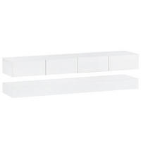 LOWBOARD DE-40567 Hängend mit 4 Schubladen und LED Weiß - Weiß, Holzwerkstoff (130/15/33cm) - ComfortXL