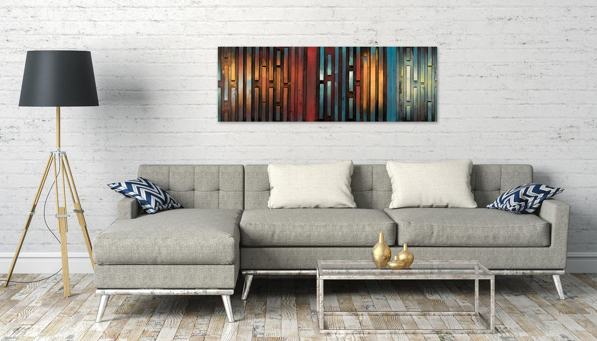 HOLZBILD Bunt 144/44 cm - Multicolor, Holz (6/44cm) - KUNSTLOFT