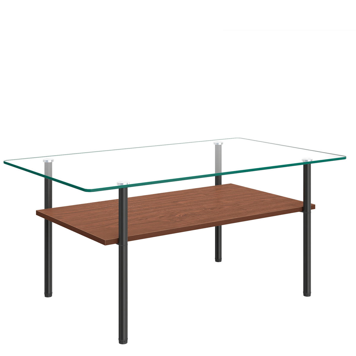 COUCHTISCH DE-37418 rechteckig mit Glasplatte und MDF-Ablage Braun - Schwarz/Braun, Metall (97.7/57.7/45cm) - ComfortXL