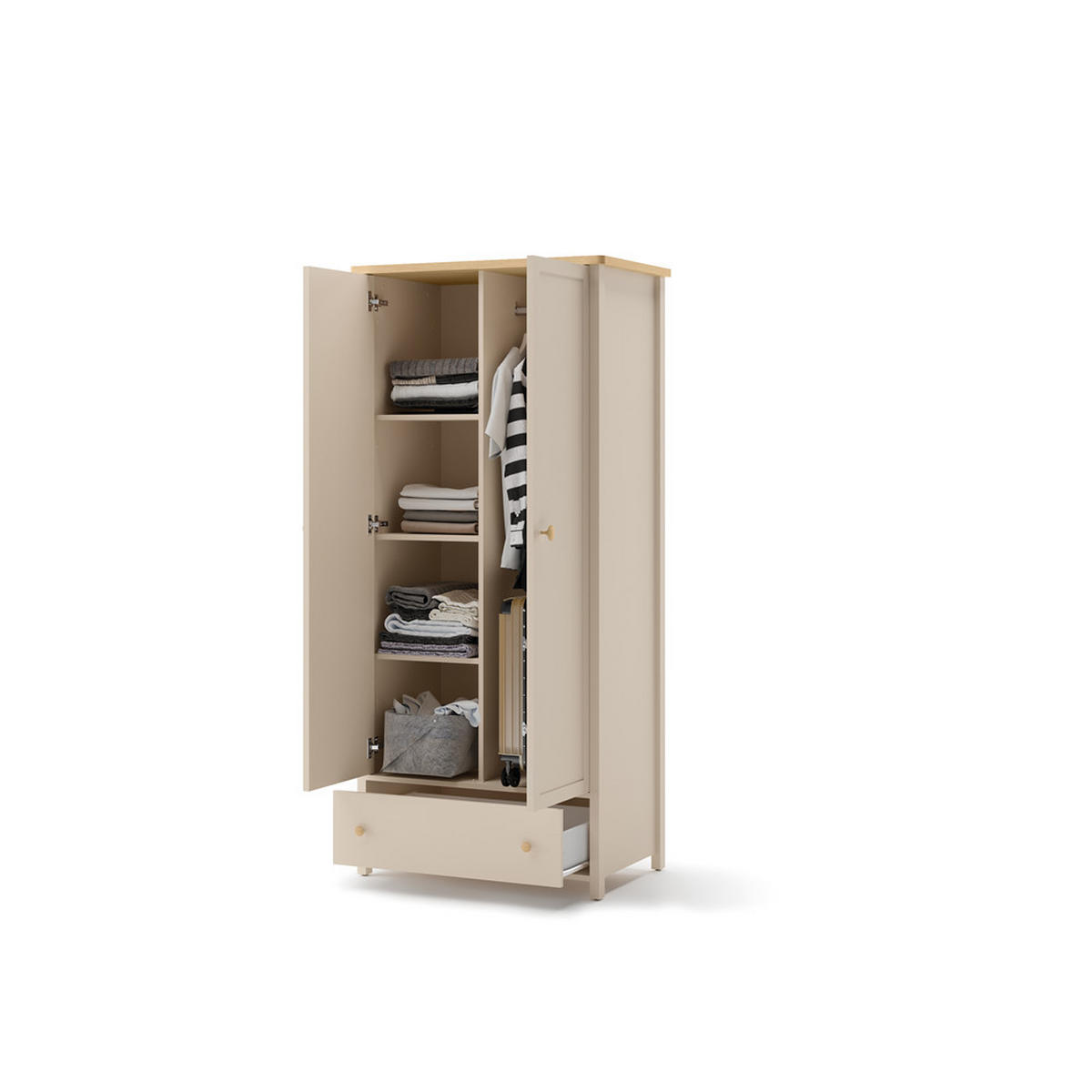 KINDERKLEIDERSCHRANK STORY 12 - Eichefarben/Beige, Holzwerkstoff (85/196/52cm) - Meblini