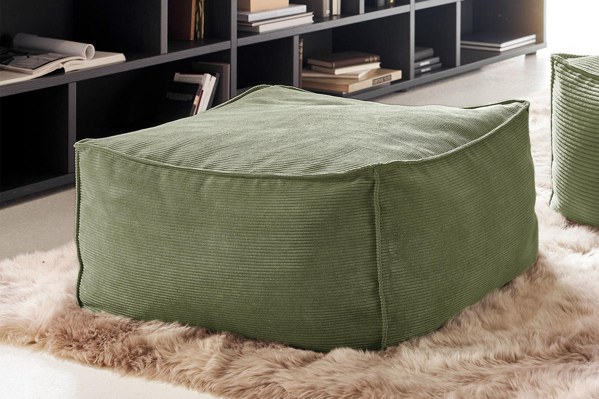 HOCKER ALEA Grün Cord - Grün, Textil (86/38/86cm) - KAWOLA
