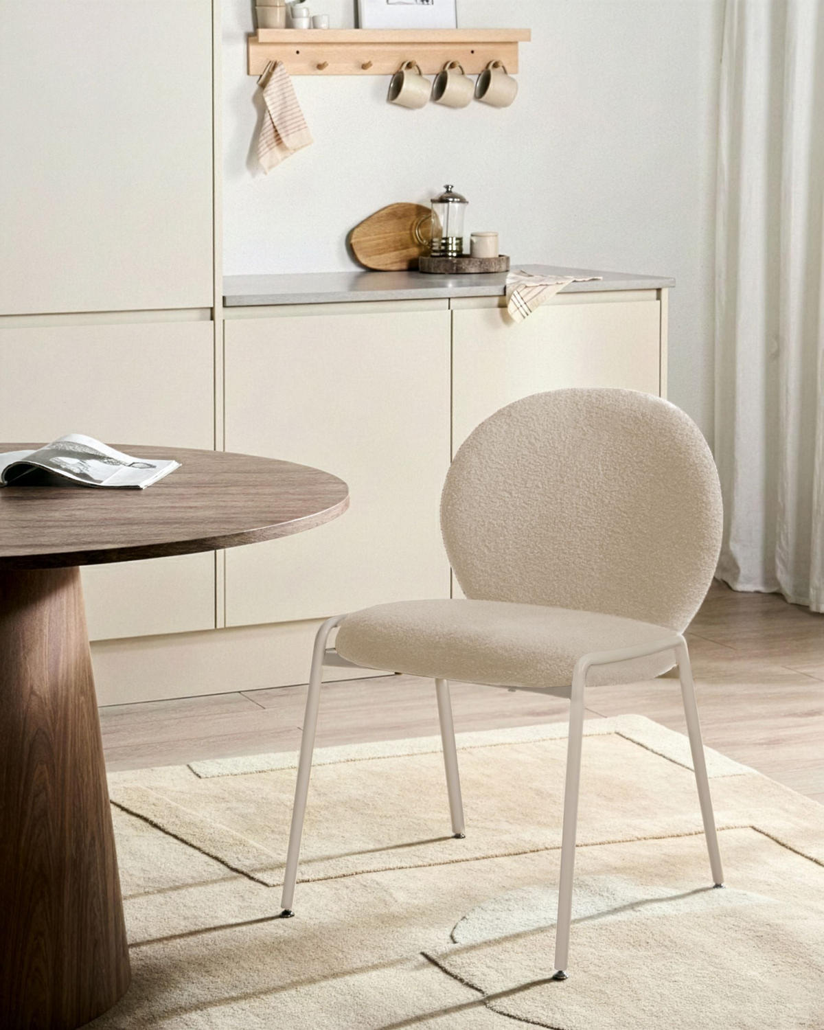 ŽIDLE sada 2 ks Bouclé Světle béžová Ellie - béžová, textil (56/83/65cm) - Beliani