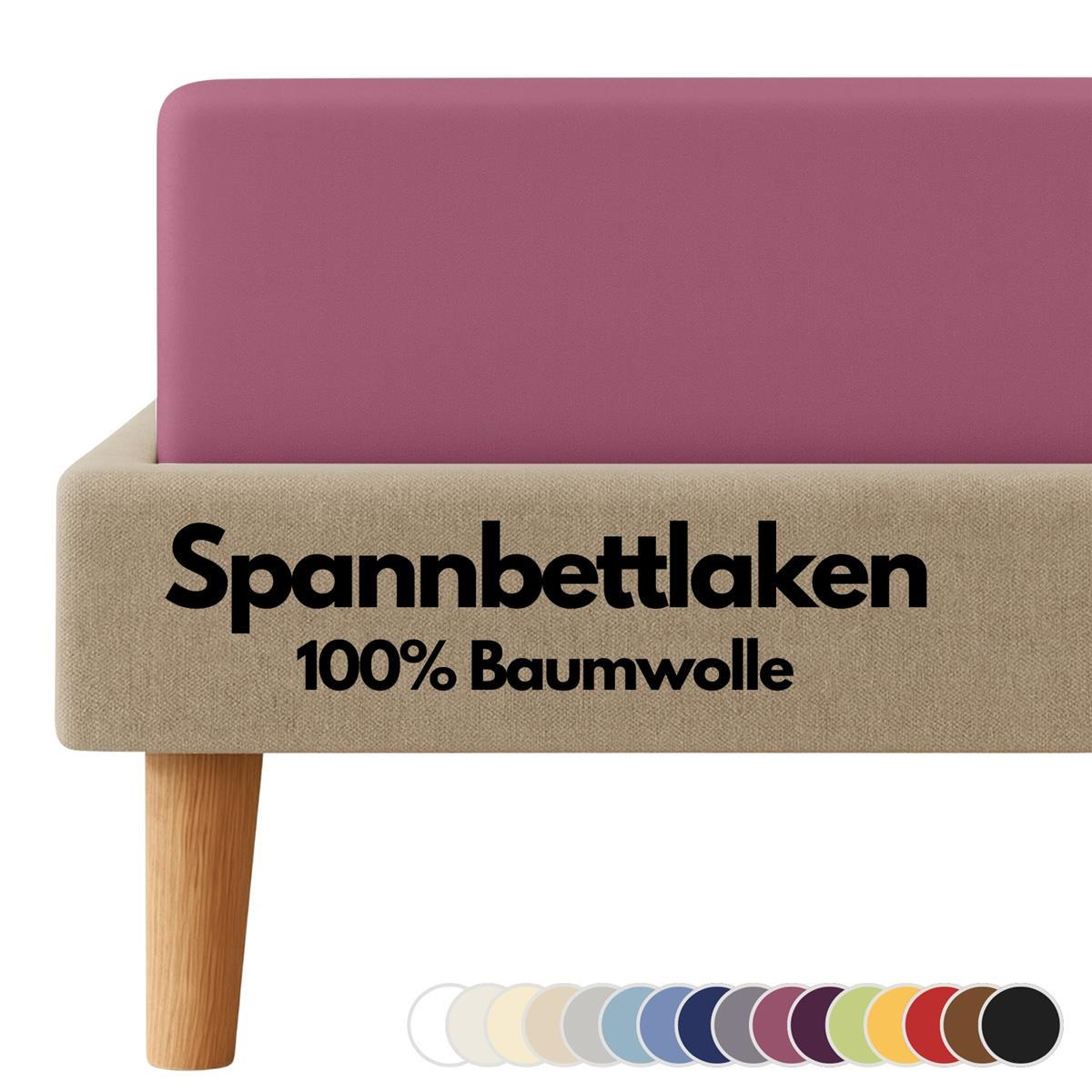 JERSEY-SPANNBETTLAKEN 90x200 - 100x200 cm, Bettlaken aus 100% Baumwolle mit Rundum-Gummizug, Spannbetttuch Brombeere - Brombeere, Textil (100/200cm) - Carpe Sonno