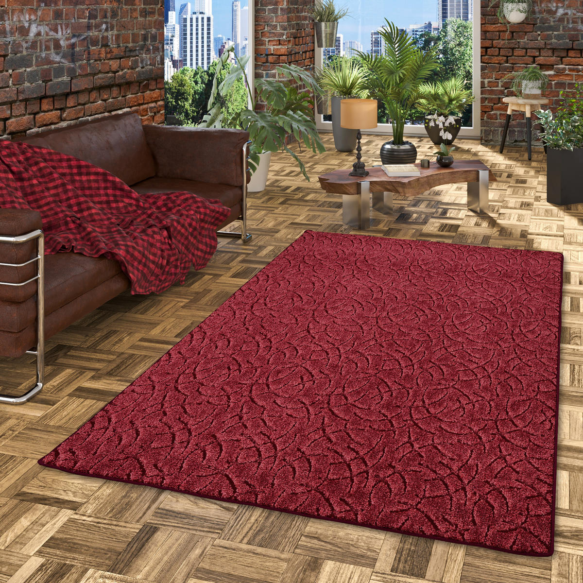 KONTURENSCHNITT HOCHFLOR LANGFLOR TEPPICH FRIEDA - Rot, Textil (200/300cm) - Snapstyle