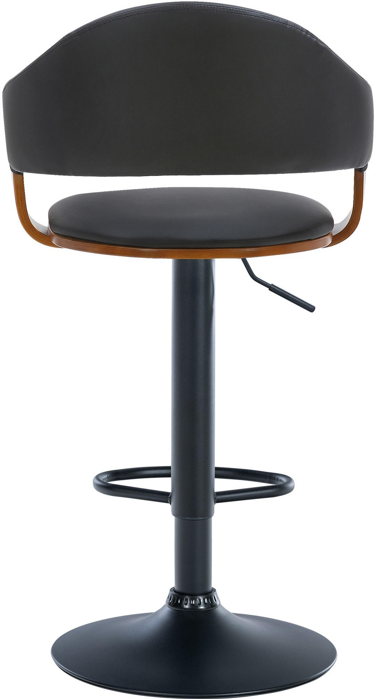 BARHOCKER Lederlook walnuss/schwarz - Schwarz, Textil/Metall (50/89/49cm) - CLP