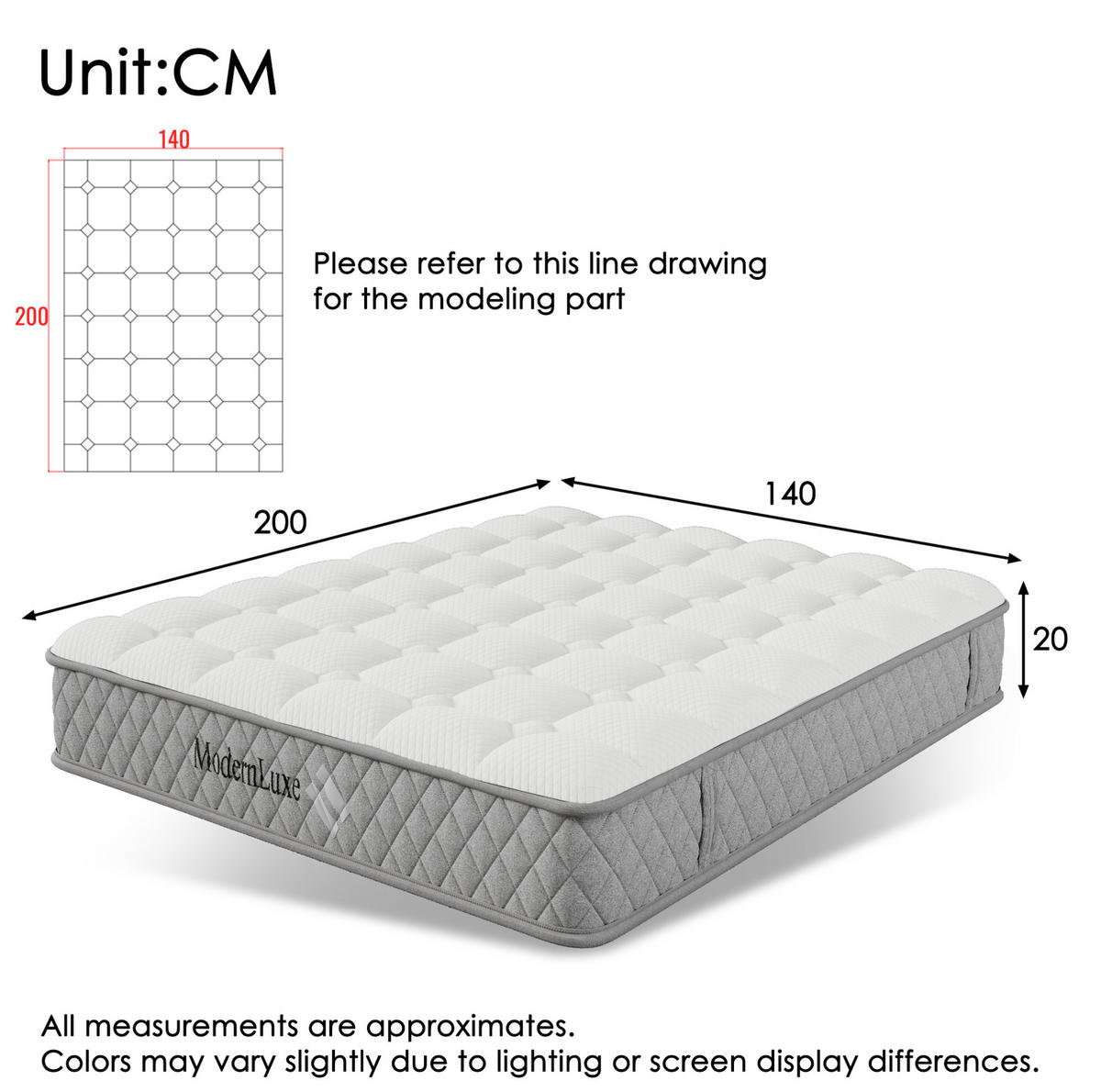ČALOUNĚNÁ postel 140x200 cm béžová z lnu s LED osvětlením, USB/Type-C a úložným prostorem - béžová, textil (140/200cm) - OKWISH