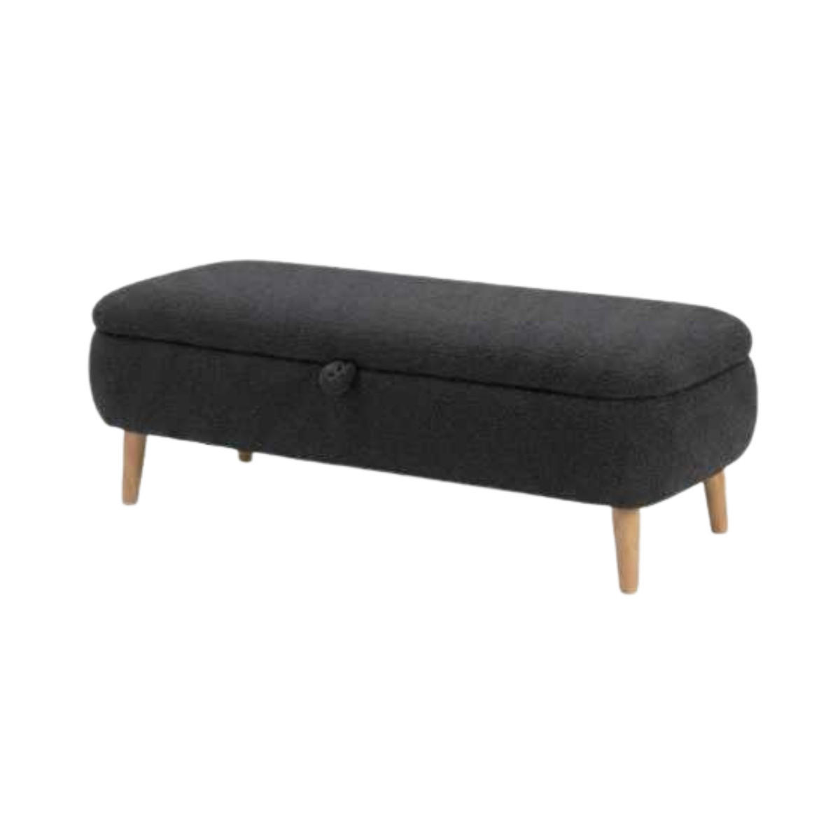 AUFBEWAHRUNGSBANK aus Bouclé-Stoff 30/45/90 cm - Anthrazit, Holzwerkstoff (30/45/26cm) - Calicosy