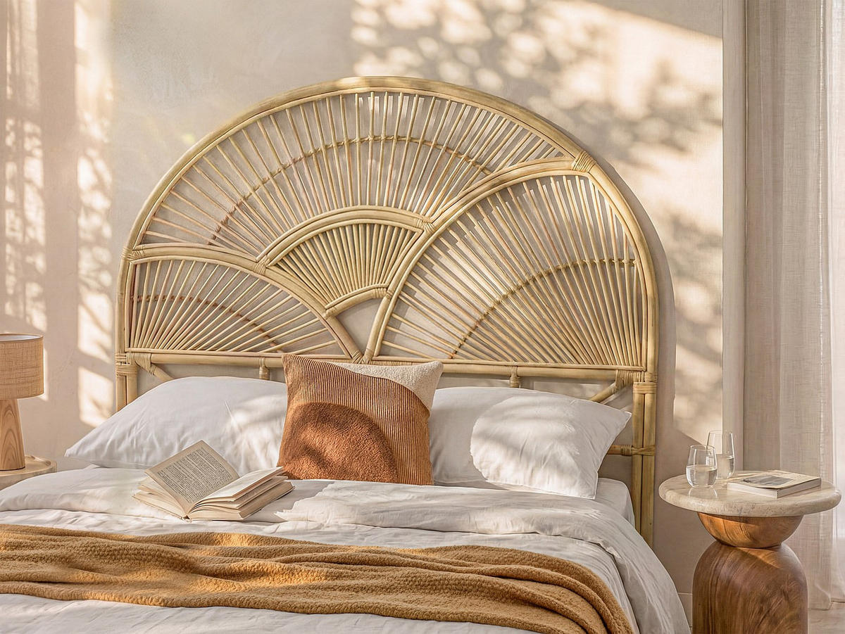 BETTKOPFTEIL - 2 Personen - Rattan - Naturfarben Hell - - Naturfarben, Naturmaterialien (165/130/4cm) - Vente-Unique