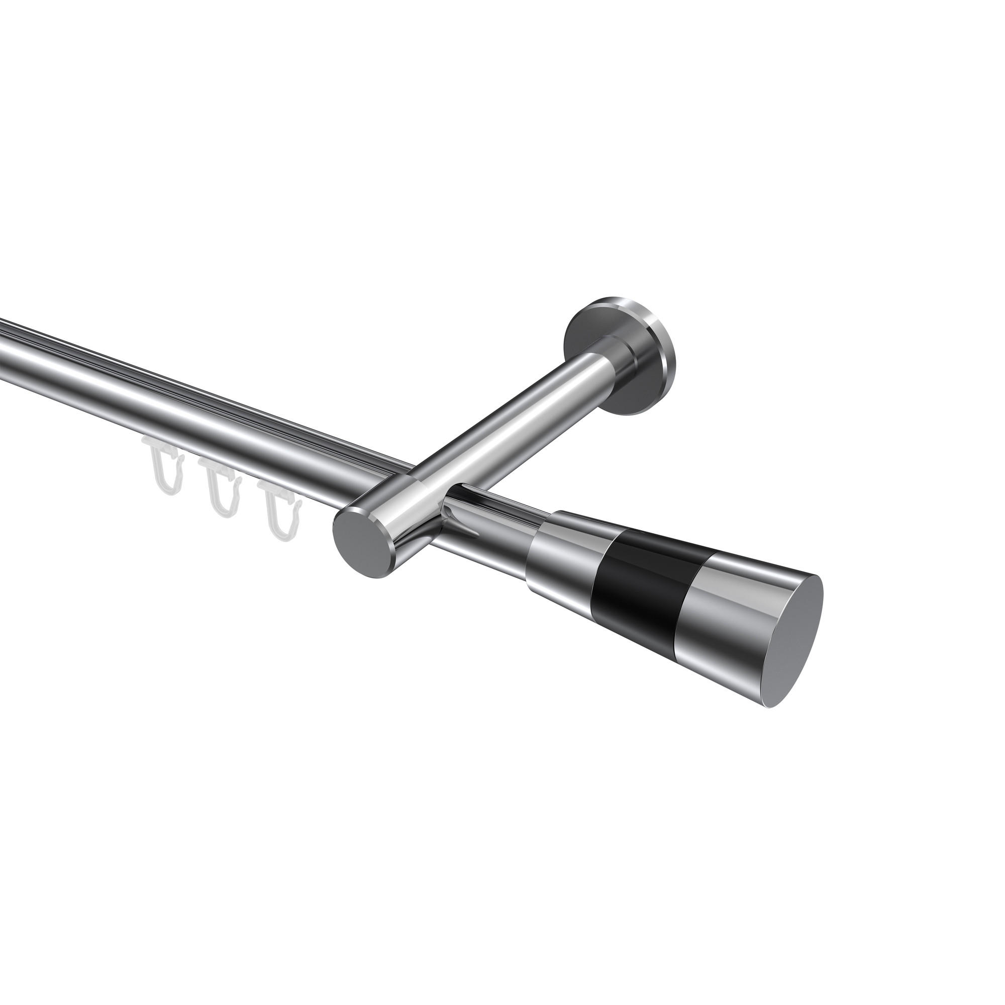 INNENLAUF-GARDINENSTANGEN-SET Prestige Tanara 600 cm (geteilt in 3 x 200 cm), 1-läufig, 20 mm Ø Chrom - Chromfarben/Schwarz, Metall (600cm) - INTERDECO