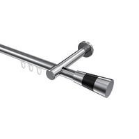 INNENLAUF-GARDINENSTANGEN-SET Prestige Tanara 200 cm, 1-läufig, 20 mm Ø Chrom - Chromfarben/Schwarz, Metall (200cm) - INTERDECO