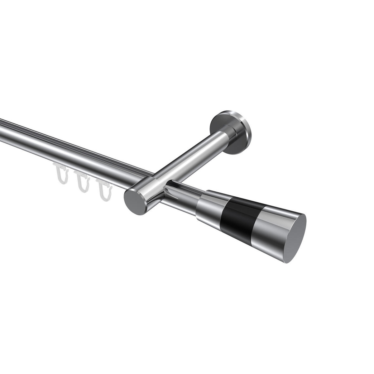 INNENLAUF-GARDINENSTANGEN-SET Prestige Tanara 200 cm, 1-läufig, 20 mm Ø Chrom - Chromfarben/Schwarz, Metall (200cm) - INTERDECO