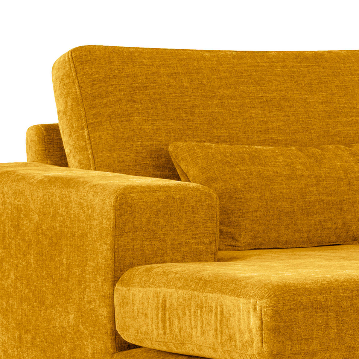 ECKSOFA mit Longchair - Gelb/Buchefarben, Buchenholz/Textil (281/153cm) - home24