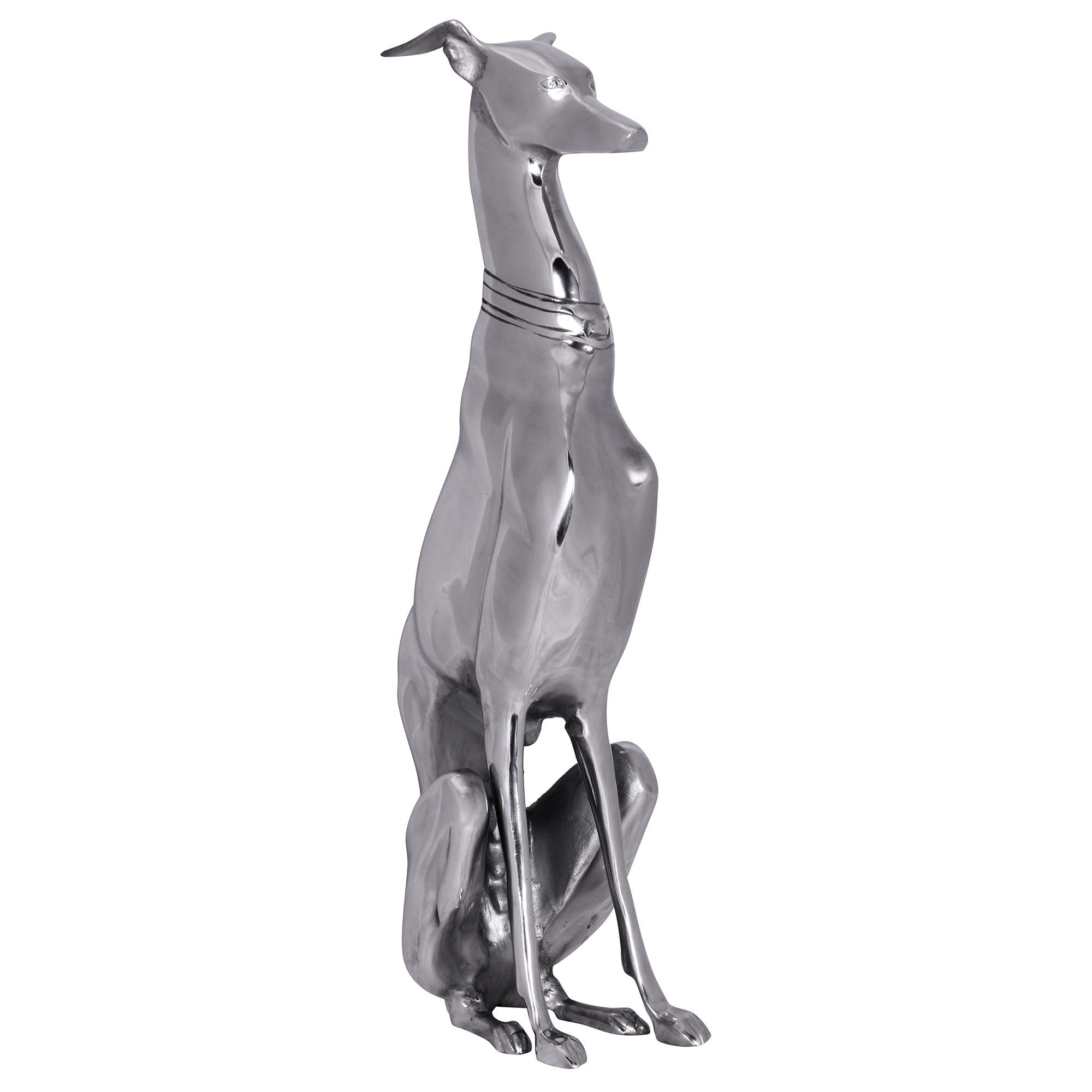 DEKOFIGUR Windhund Aluminium 18x70 cm handgefertigt - Silberfarben, Metall (18/70/25cm) - KADIMA DESIGN