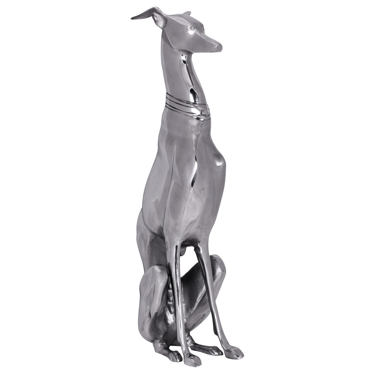 DEKOFIGUR Windhund Aluminium 18x70 cm handgefertigt - Silberfarben, Metall (18/70/25cm) - KADIMA DESIGN