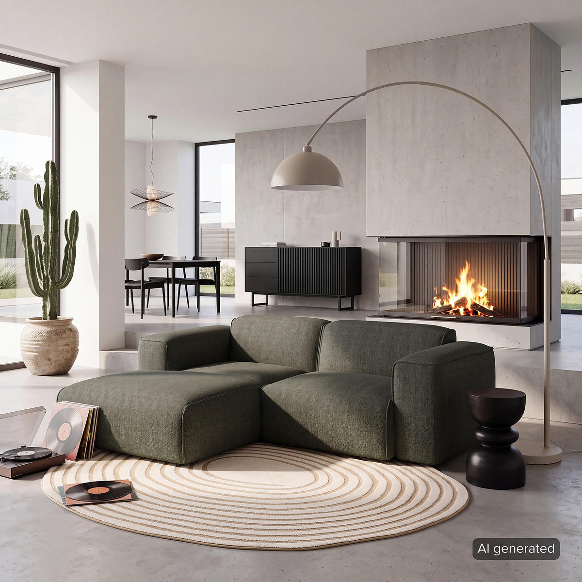 ECKSOFA mit XL-Longchair - Schwarz/Grau, Kunststoff/Textil (260/171cm) - home24