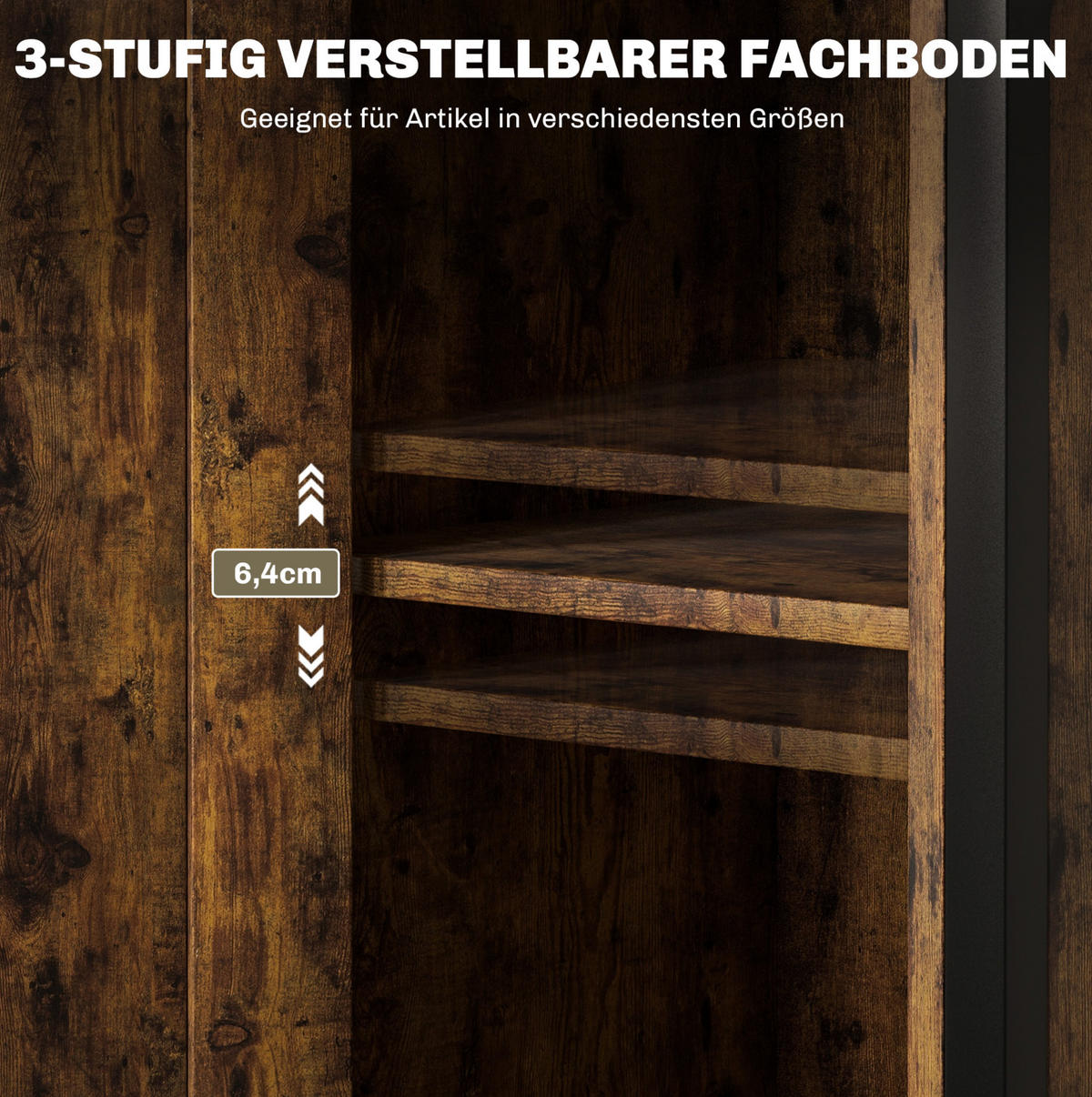 BEISTELLTISCH 34/30/80 cm mit verstellbarem Regal und Schrank im Industrial-Stil, Sperrholz, Braun - Braun, Holzwerkstoff (34/30/80cm) - Redom