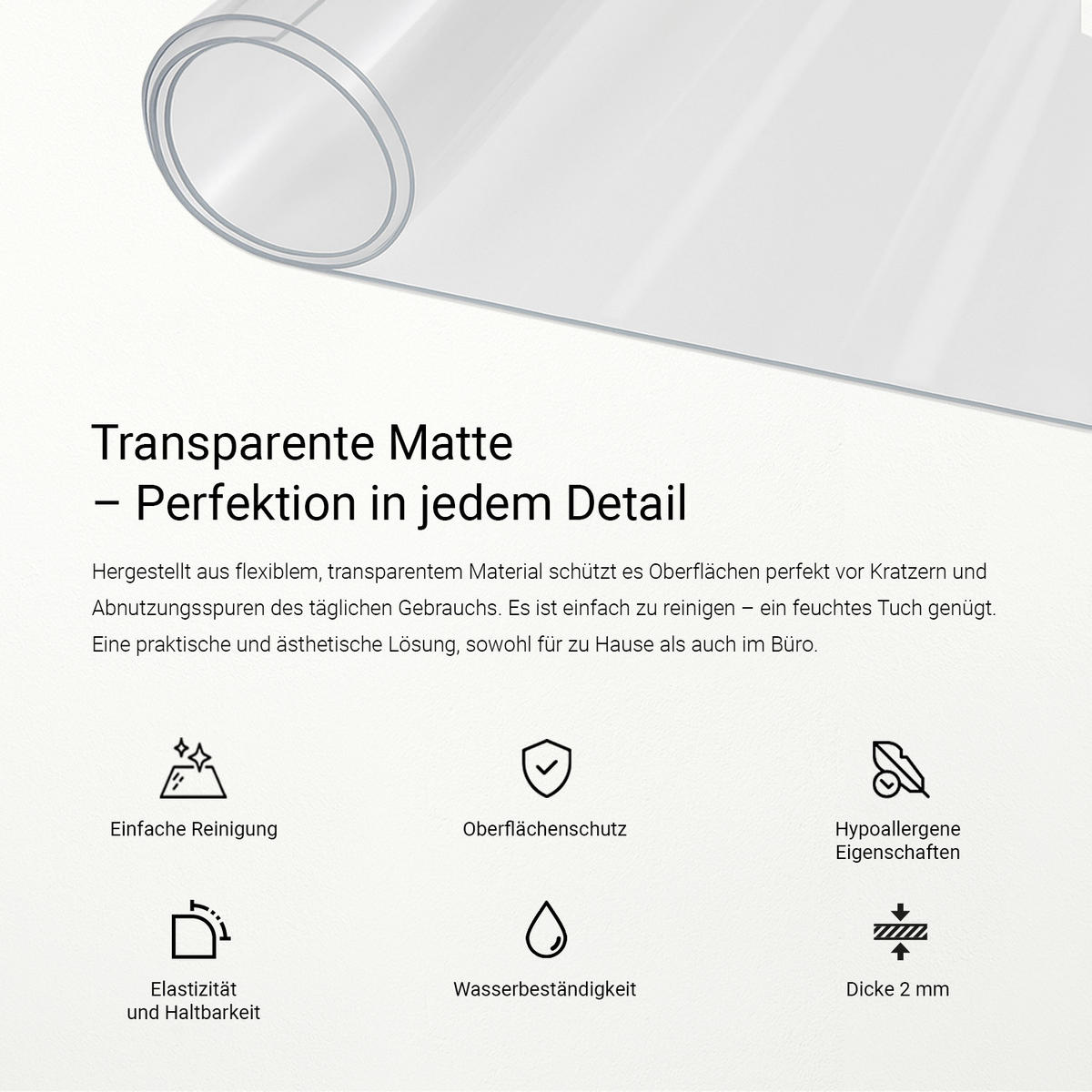 SCHUTZMATTE 140 x 80 cm – Transparente – Weiches Glas - Transparent, Kunststoff (0.2/80/140cm) - TULUP
