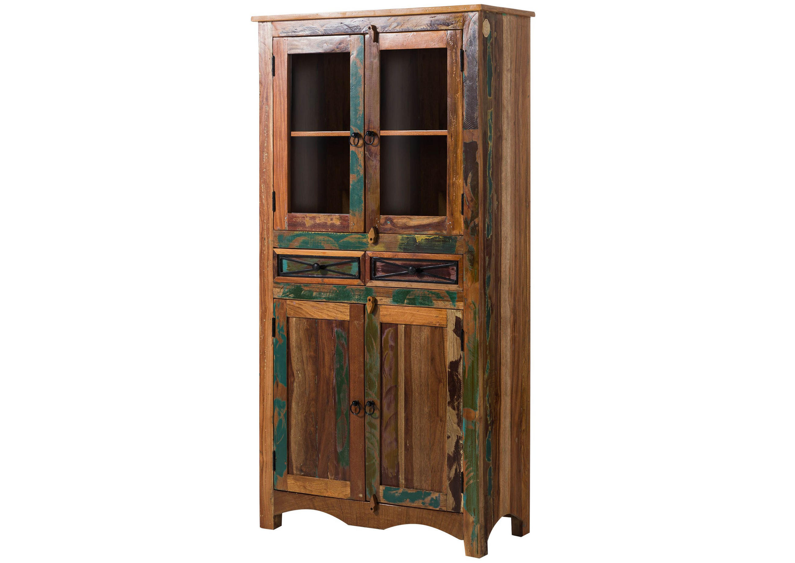 VITRINE Altholz 90x40x180 mehrfarbig lackiert NATURE OF SPIRIT #08 - Multicolor, Holz (90/180/40cm) - Massivmoebel24