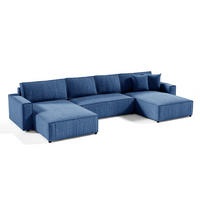 PANORAMASOFA Isaac 5 Sitzplätze Blau - Blau, Holzwerkstoff (398/85/185cm) - Petits-meubles