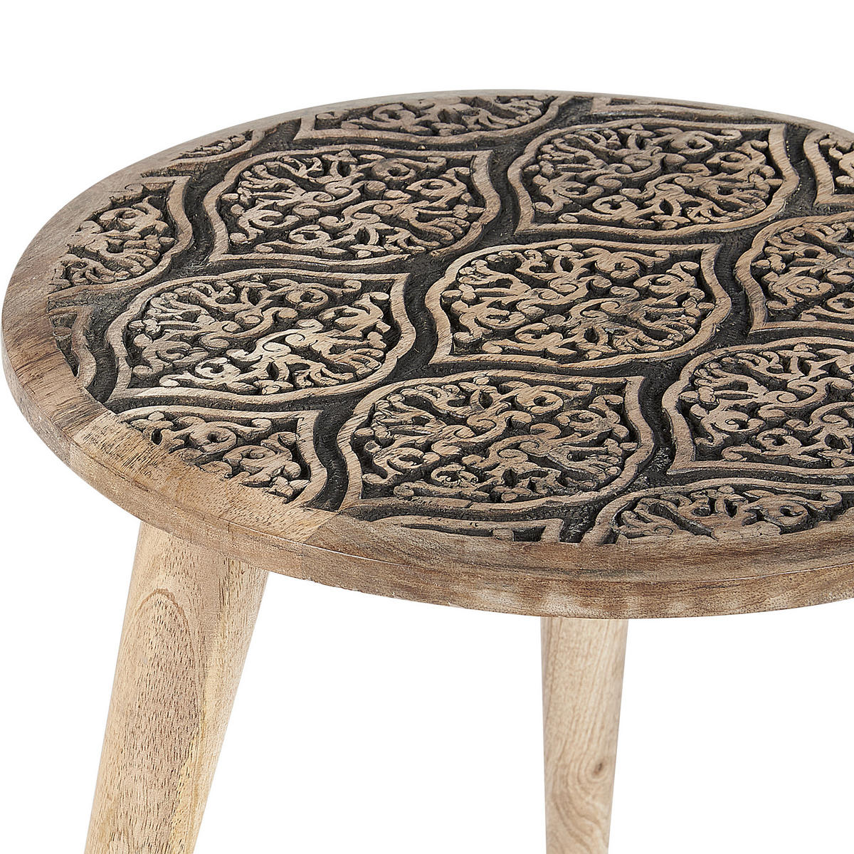 BEISTELLTISCH 2er-Set Mangoholz hellbraun rund Sharma - Hellbraun, Holz (40/40/40cm) - Beliani