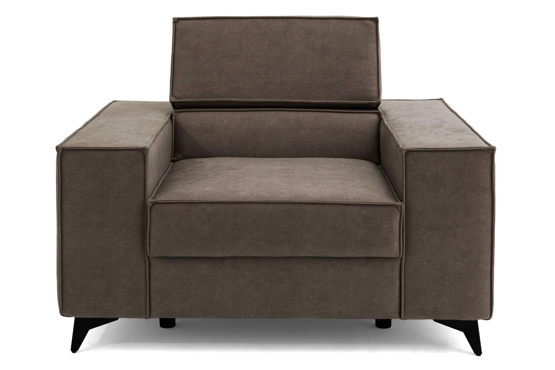 SESSEL PURE mit verstellbare Kopfstütze Velours Beige - Beige/Schwarz, Holz/Textil (174/94/99cm) - Muffo