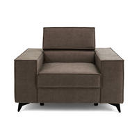 SESSEL PURE mit verstellbare Kopfstütze Velours Beige - Beige/Schwarz, Holz/Textil (174/94/99cm) - Muffo