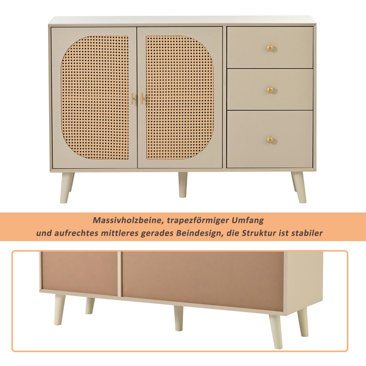 SIDEBOARD 120/82.5/40 cm Offwhite aus Spanplatte mit 2 Türen und 3 Schubladen - Weiß, Holzwerkstoff (40/82.5/120cm) - OKMYHOME