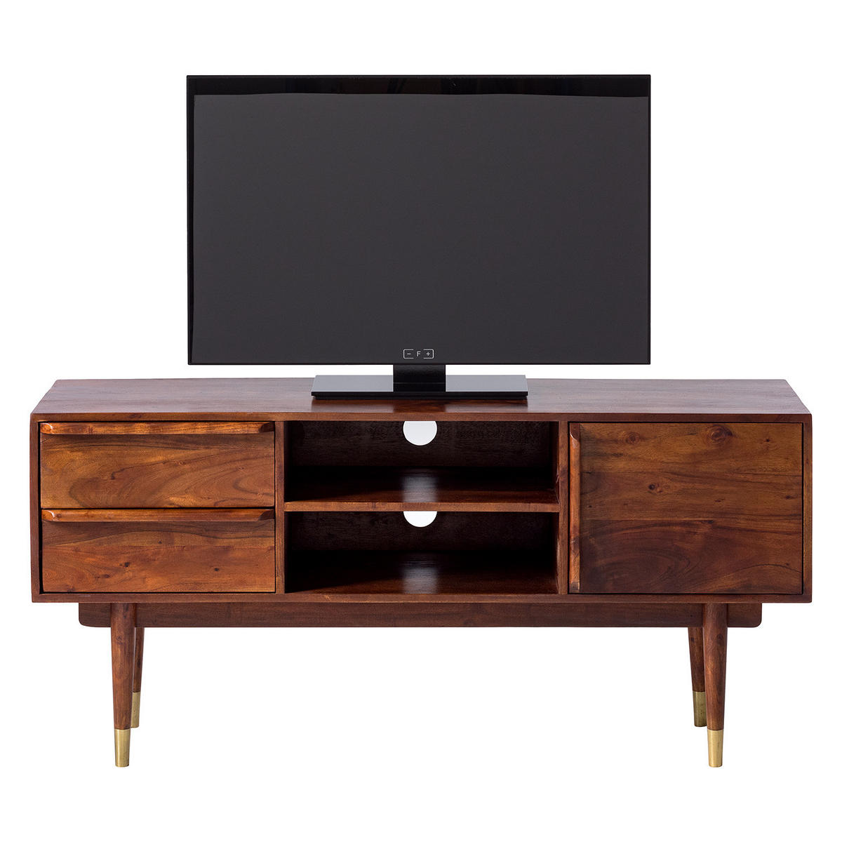 TV-LOWBOARD - Akazie massiv / Metall - Akaziefarben, Holz (140/65/43cm) - home24