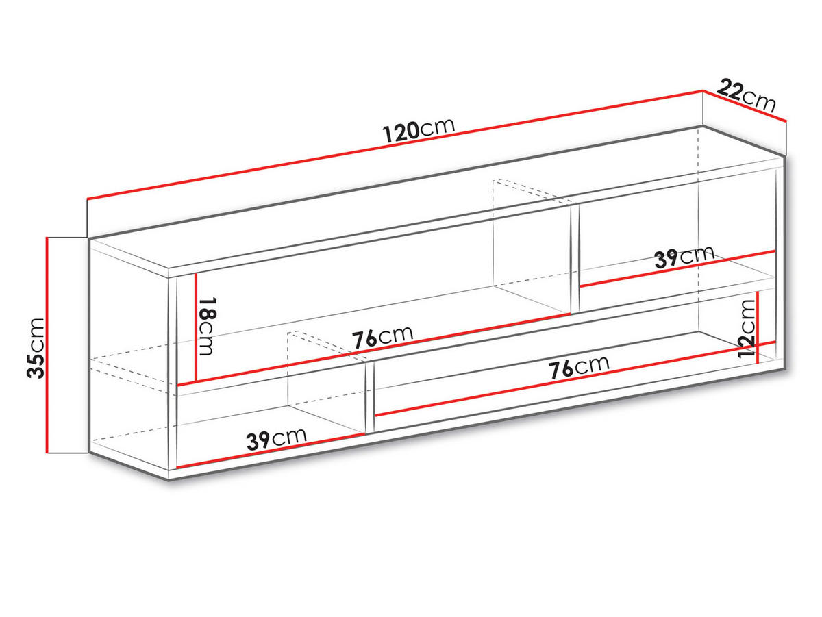 WANDREGAL Pixel PX12 - Eichefarben/Weiß, Holzwerkstoff (120/35/22cm)