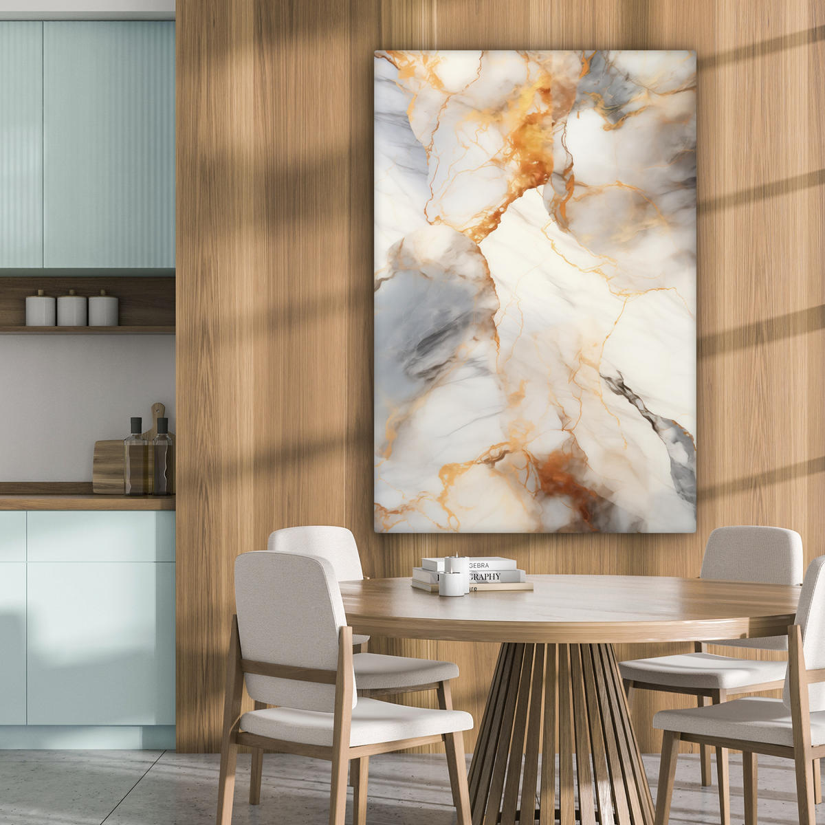 LEINWANDBILD Marmor - Grau - Gold 80x120 cm - Weiß, Textil (80/120cm) - MuchoWow