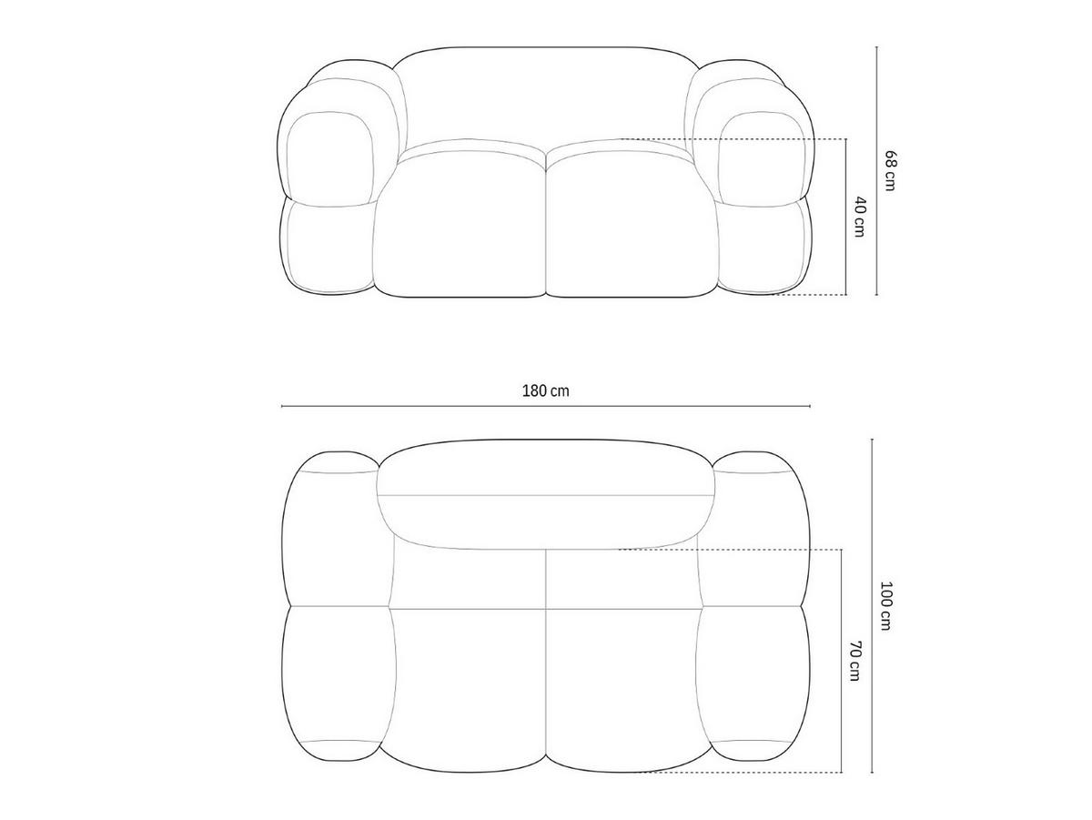 SOFA Loretto aus strukturiertem Stoff beige 2 Sitzplätze - Beige, Textil (100/68/180cm) - Cosmopolitan Design