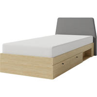 JUGENDBETT Alex mit 2 Schubladen, 90x200 cm, Sandbeige - Beige/Schwarz, Holzwerkstoff (90/200cm) - Beautysofa