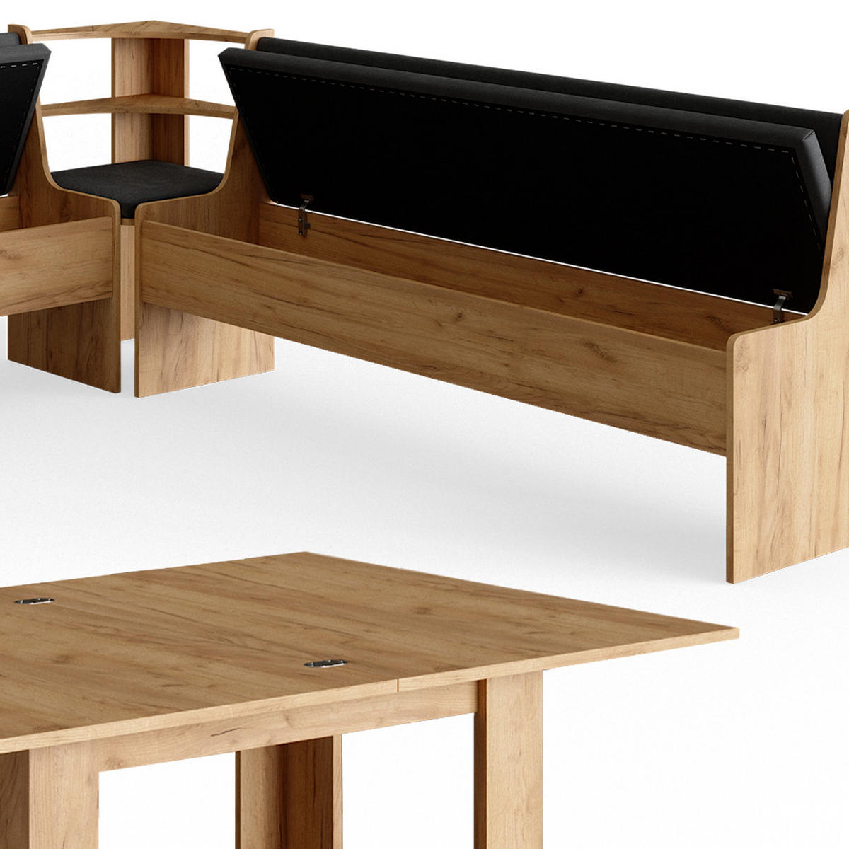 ECKBANKGRUPPE Roman Goldkraft Eiche 210 x 41.5 cm mit Tisch - Honigeiche/Anthrazit, Holzwerkstoff (210/80/210cm) - Vicco