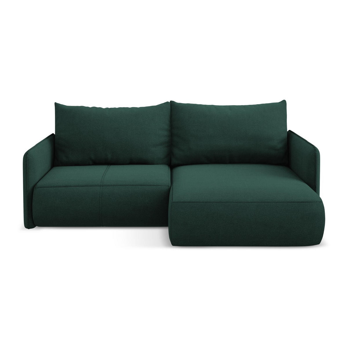 ECKSOFA mit Schlaffunktion Strukturstoff Stoff Grün - Dunkelgrün/Schwarz, Kunststoff/Textil (207/148cm) - LaMiaSofa