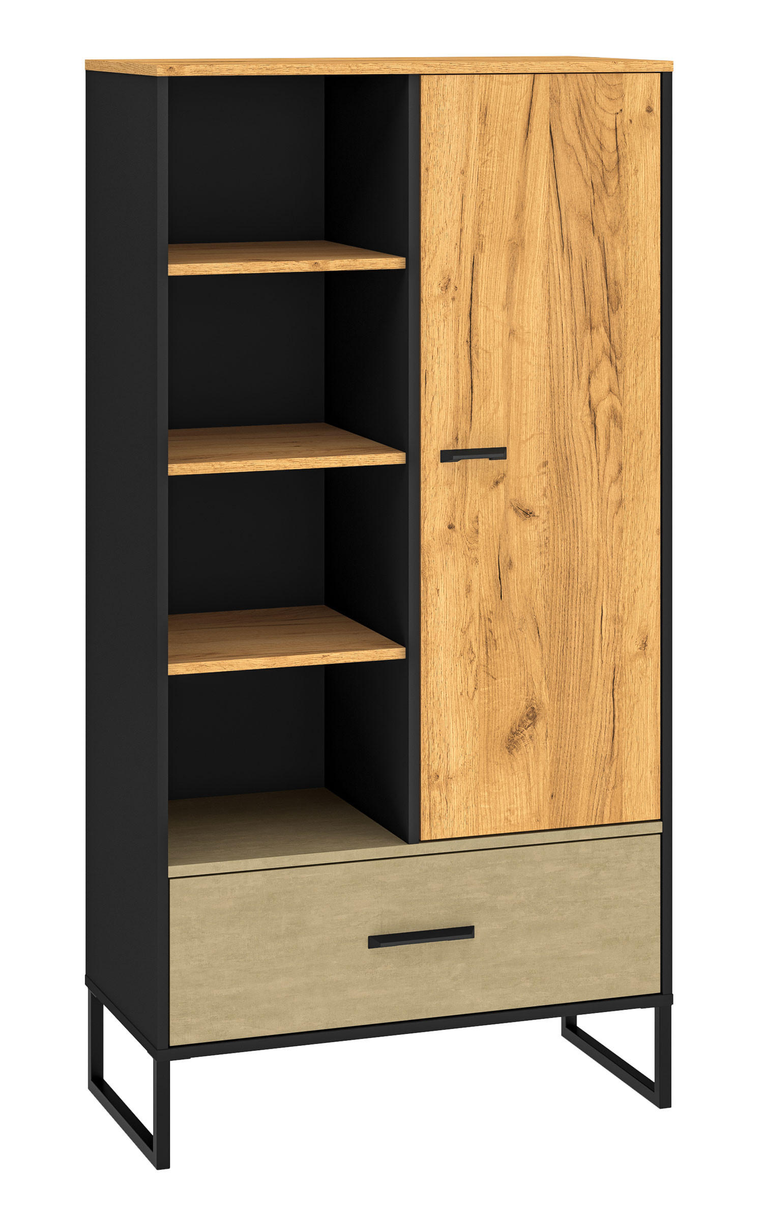 BÜCHERREGAL Colt schwarz / Craft Gold Eiche / Premium Steel 80 / 40 / 156cm - Eichefarben/Braun, Holz/Holzwerkstoff (80/156/40cm) - Feldmann-Wohnen