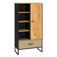 BÜCHERREGAL Colt schwarz / Craft Gold Eiche / Premium Steel 80 / 40 / 156cm - Eichefarben/Braun, Holz/Holzwerkstoff (80/156/40cm) - Feldmann-Wohnen