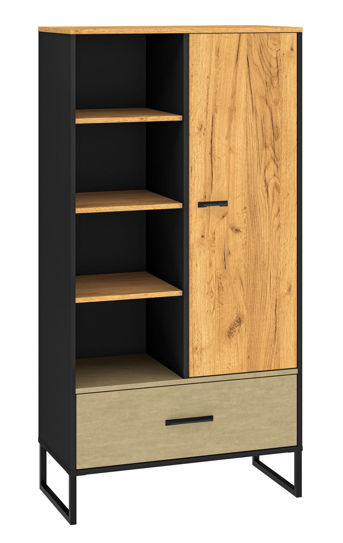 BÜCHERREGAL Colt schwarz / Craft Gold Eiche / Premium Steel 80 / 40 / 156cm - Eichefarben/Braun, Holz/Holzwerkstoff (80/156/40cm) - Feldmann-Wohnen