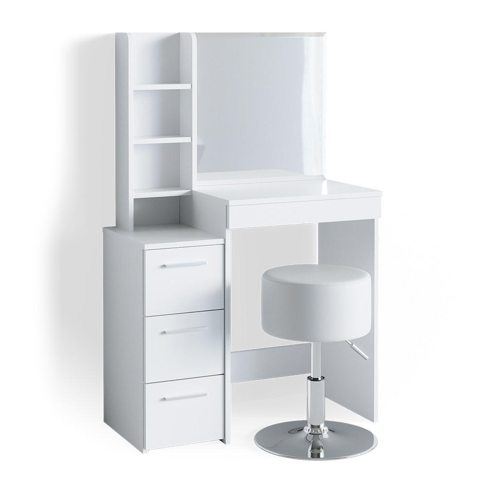 SCHMINKTISCH Meryl Weiß 79.9 cm mit Hocker - Weiß, Holzwerkstoff (40/127.4/79.9cm) - Vicco