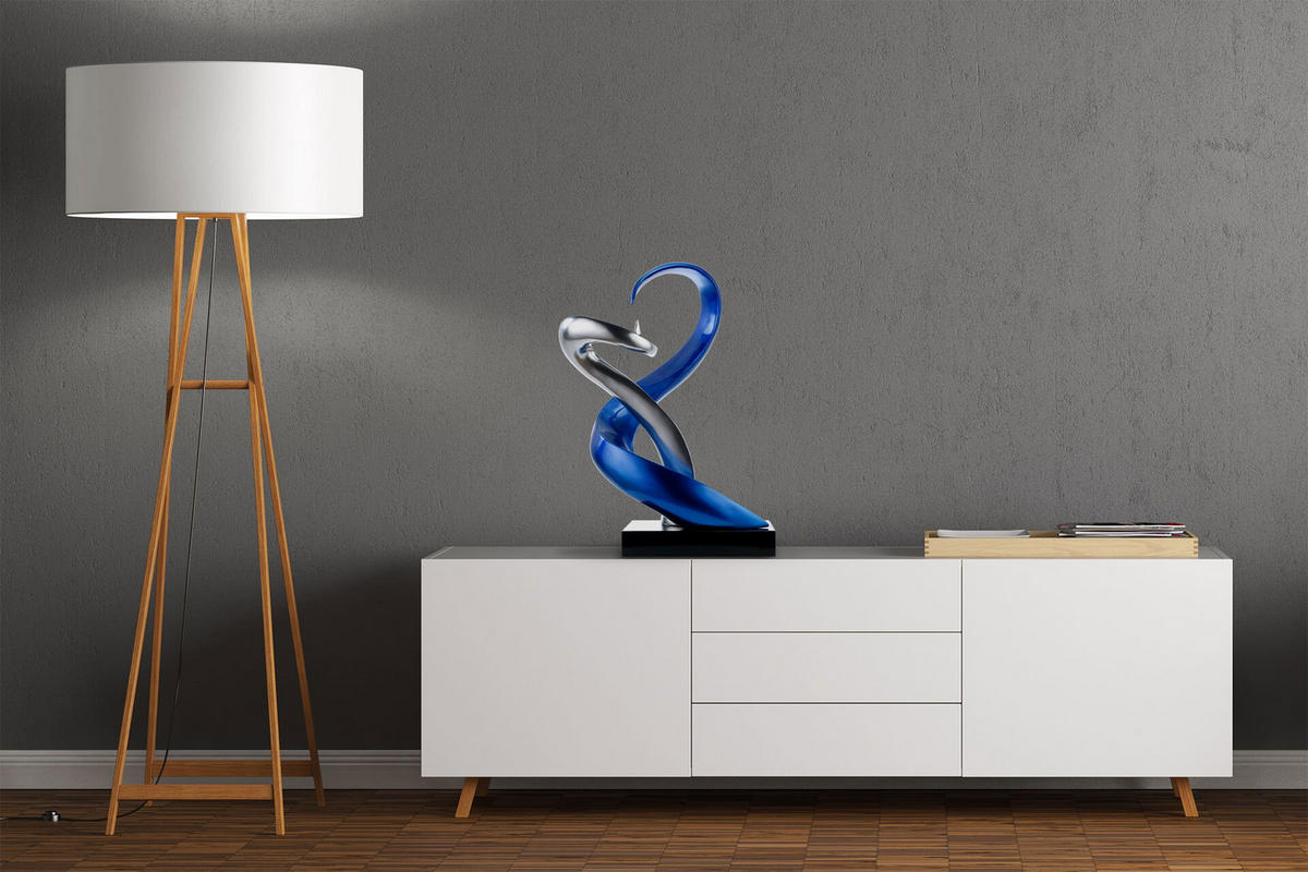 SKULPTUR Blau 45/63 cm - Blau/Silberfarben, Stein (8.55/63/28cm) - KUNSTLOFT