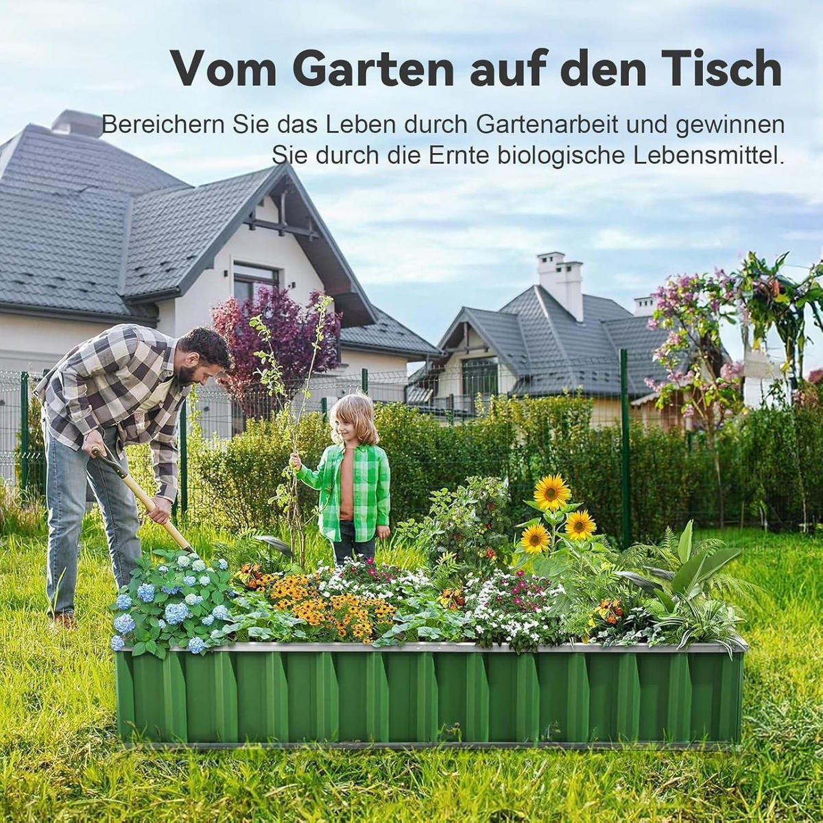 HOCHBEET Metall Grün 174 x 90 x 30 cm - Grün, Metall (91.4/30.5/172.7cm)