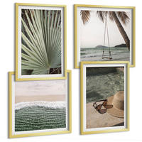 BILDER SET 4er Set - 50x50 cm & 40x60 cm Goldrahmen - Strandschaukel-Blätterurlaub - Goldfarben, Kunststoff (50/50cm) - TULUP