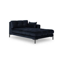 CHAISELONGUE rechts Mamaia aus Samt dunkelblau - Dunkelblau, Textil (102/75/185cm) - Micadoni