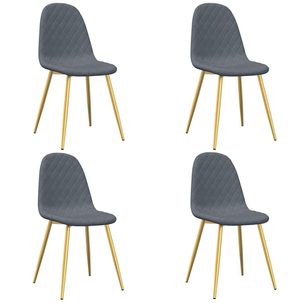 ESSZIMMERSTÜHLE 4 Stk. Dunkelgrau Samt 45*53.5*83cm - Grau, Metall (45/83/53.5cm) - ZMH