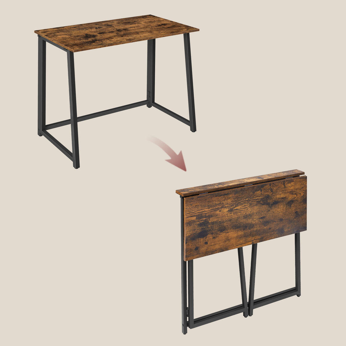SCHREIBTISCH in rustikal mix schwarz - Braun, Holzwerkstoff (80/40/75cm) - Home Collective